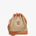 Celine Vintage Macadam Triomphe Beige Drawstring Bucket Bag