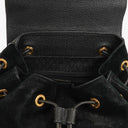Gucci Vintage Black Suede and Leather Bamboo Backpack