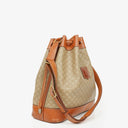 Celine Vintage Macadam Triomphe Beige Drawstring Bucket Bag