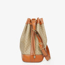 Celine Vintage Macadam Triomphe Beige Drawstring Bucket Bag