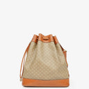 Celine Vintage Macadam Triomphe Beige Drawstring Bucket Bag