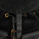 Gucci Vintage Black Suede and Leather Bamboo Backpack