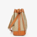 Celine Vintage Macadam Triomphe Beige Drawstring Bucket Bag