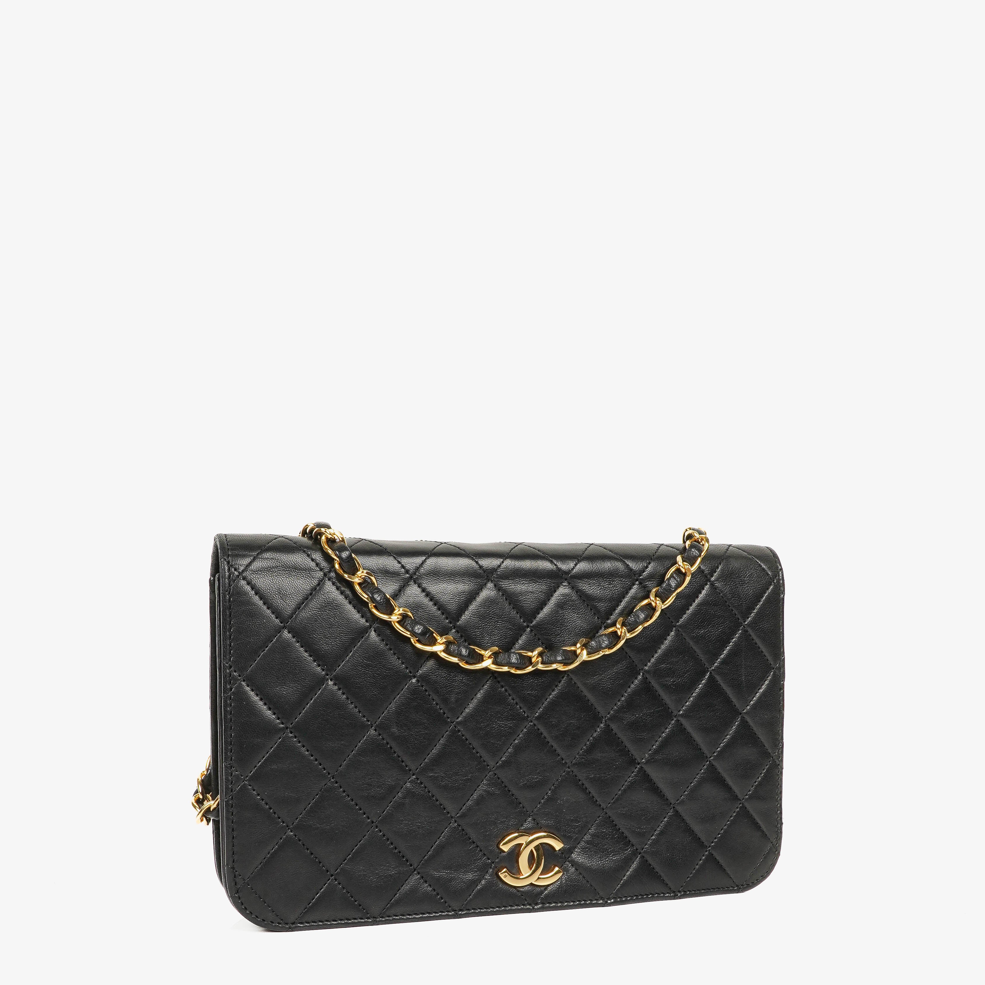 Chanel Classic Full Flap Bag Black Quilted Lambskin 24K Gold-Plated Hardware