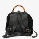 Gucci Vintage Black Suede and Leather Bamboo Backpack