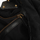 Gucci Black Leather And Cloth Medium Jockey Hobo Bag