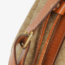 Celine Vintage Macadam Triomphe Beige Drawstring Bucket Bag