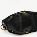 Gucci Black Leather And Cloth Medium Jockey Hobo Bag