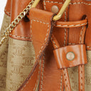 Celine Vintage Macadam Triomphe Beige Drawstring Bucket Bag