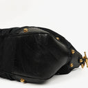 Gucci Black Leather And Cloth Medium Jockey Hobo Bag
