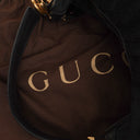 Gucci Black Leather And Cloth Medium Jockey Hobo Bag
