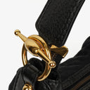 Gucci Black Leather And Cloth Medium Jockey Hobo Bag