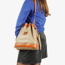 Celine Vintage Macadam Triomphe Beige Drawstring Bucket Bag