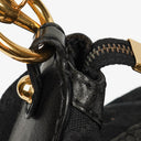 Gucci Black Leather And Cloth Medium Jockey Hobo Bag
