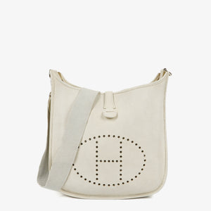 Hermes Evelyne I 30 White Clemence Leather Shoulder Bag