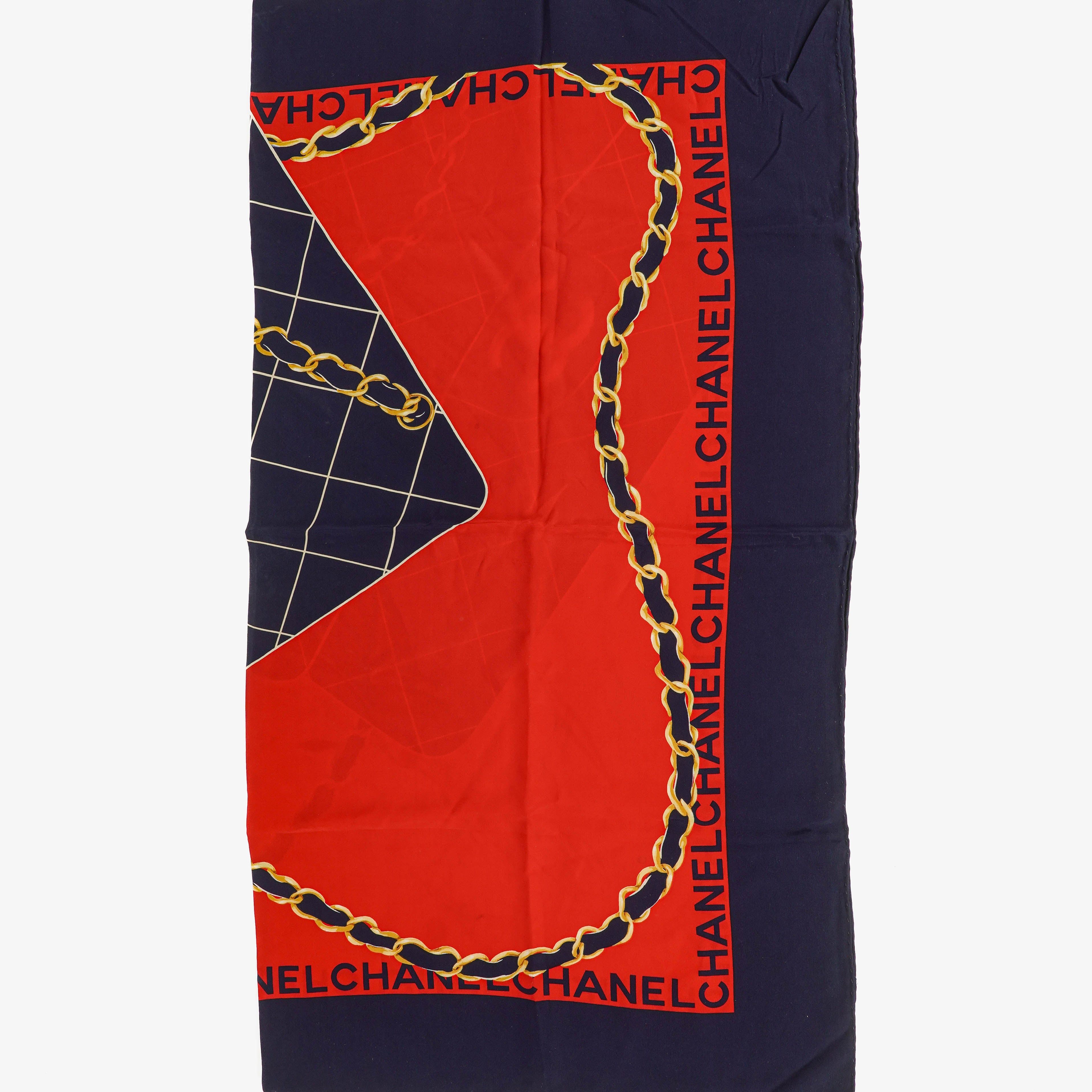 Foulard motif chaîne de sac Chanel en rouge et marine&nbsp;