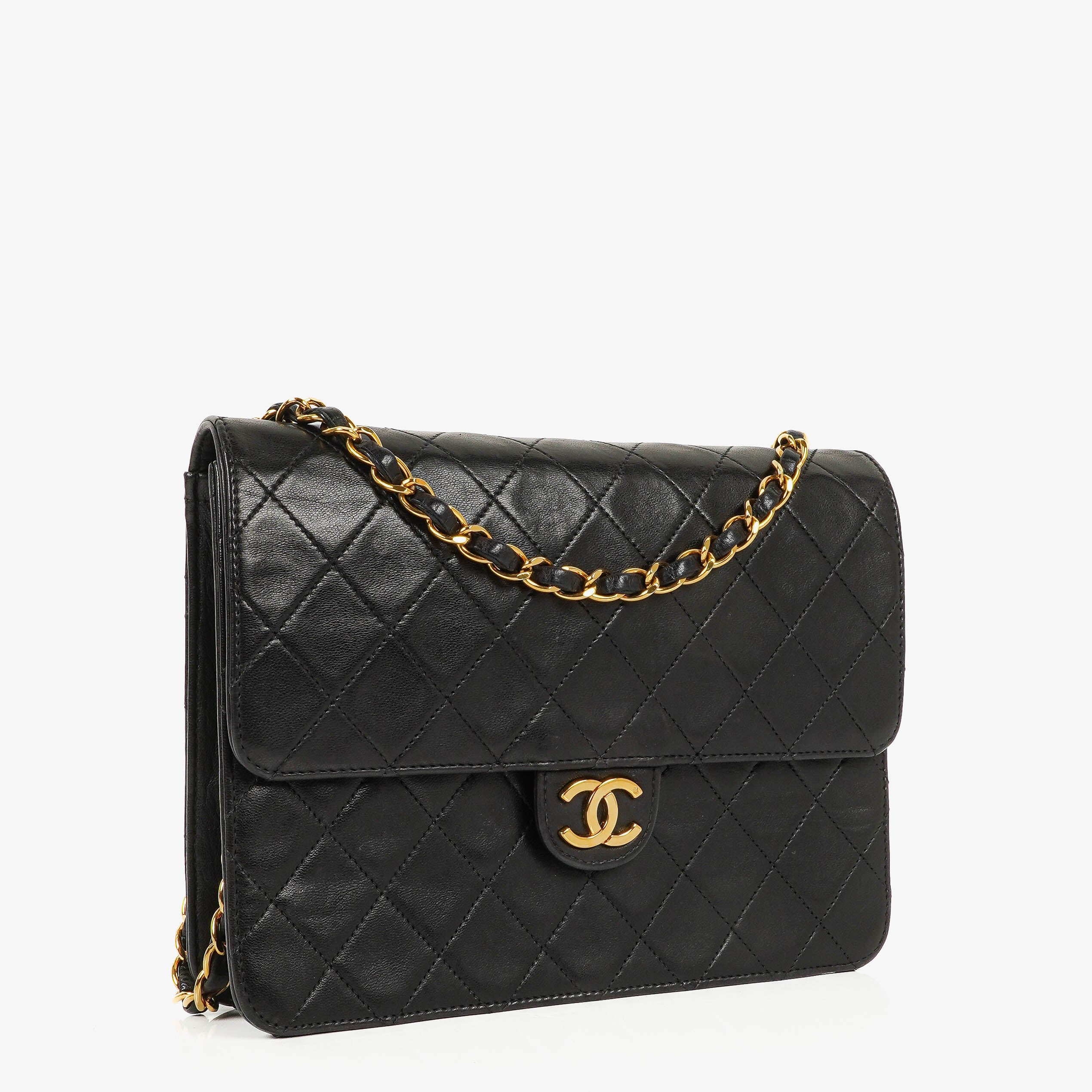 Chanel Small Classic Single Flap Bag Black Quilted Lambskin With 24K Gold-Plated Hardware