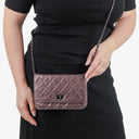 Chanel 2.55 Reissue Wallet on Chain WOC in Purple Quilted Aged Metallic Calfskin