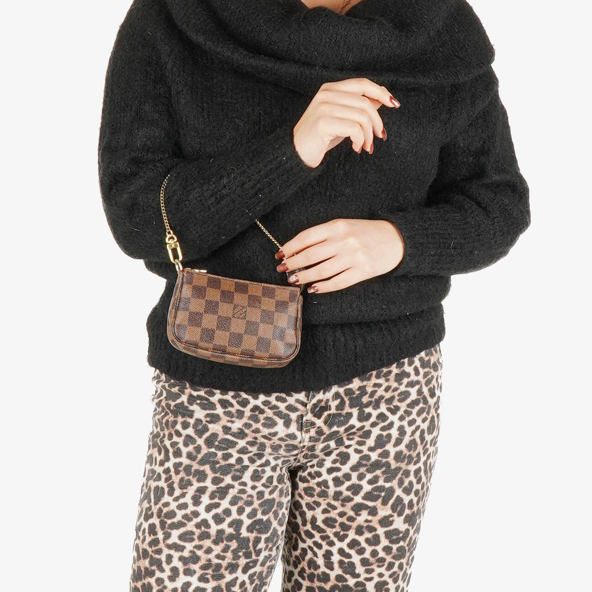 Louis Vuitton Mini Pochette Accessoires Damier Ebene Clutch Handbag