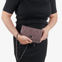 Chanel 2.55 Reissue Wallet on Chain WOC in Purple Quilted Aged Metallic Calfskin