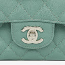 Chanel Medium Double Flap Bag Blue Quilted Caviar Leather With Silver-Tone Hardware