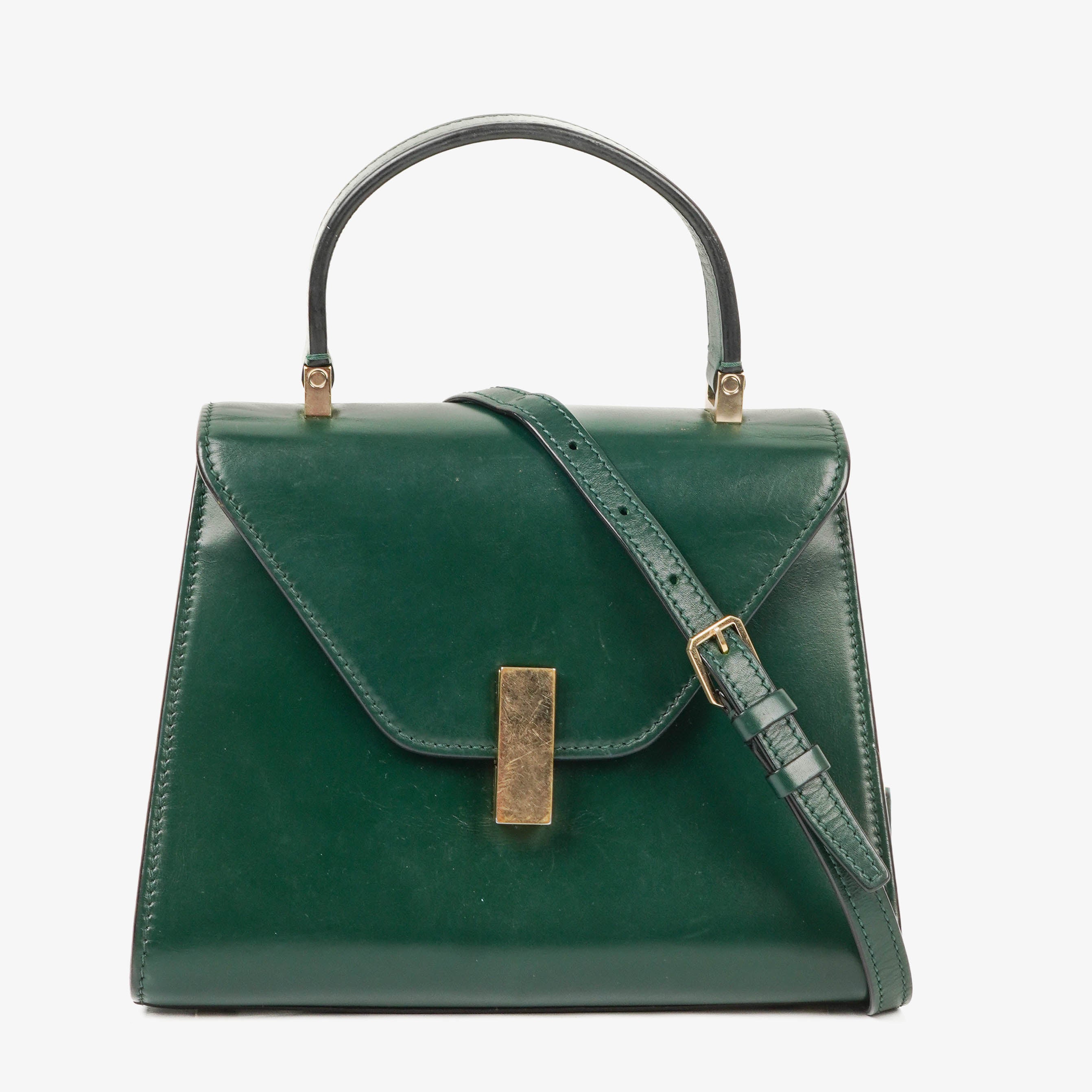 Valextra Iside Green Leather Handbag