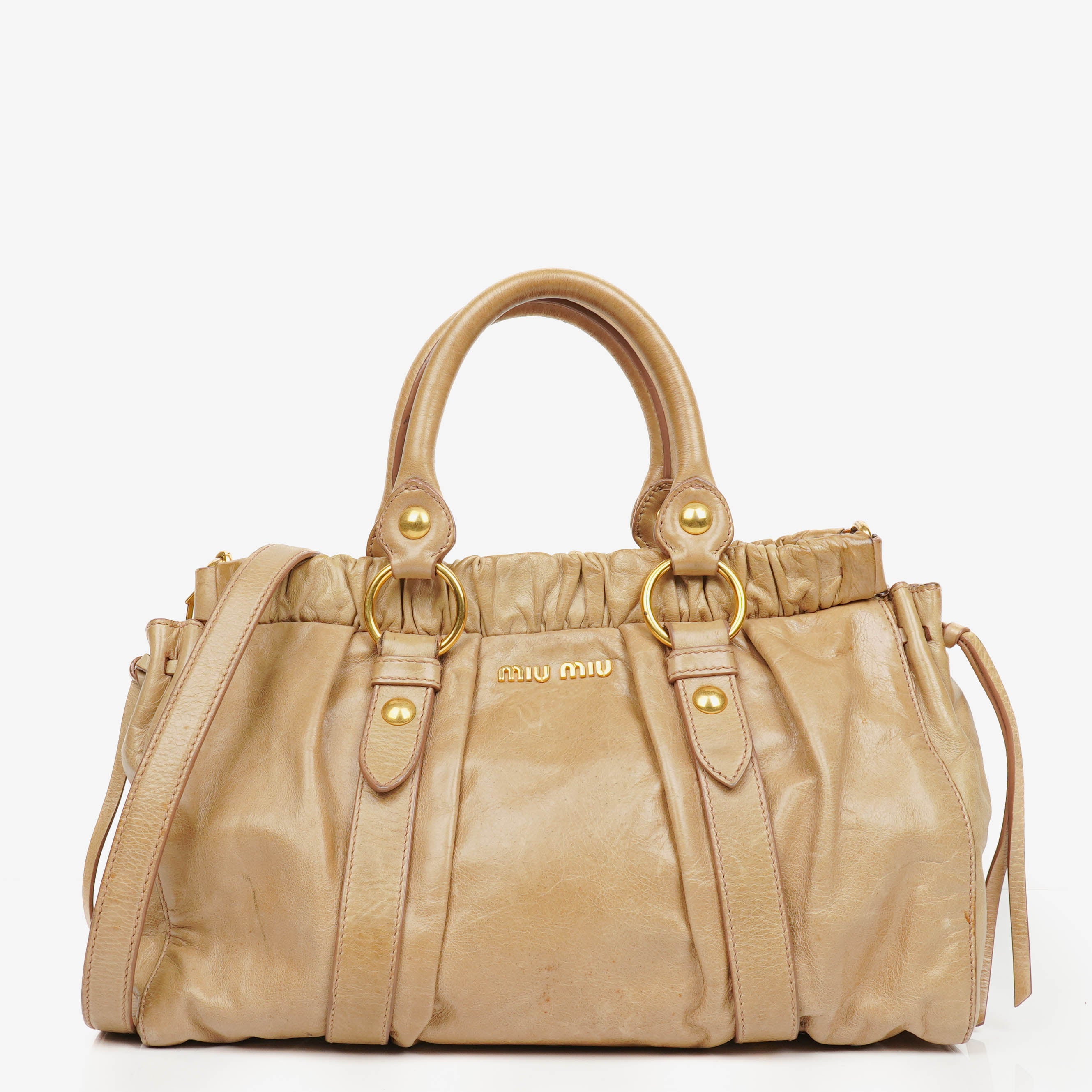 Miu Miu Vitello Beige Satchel Bag