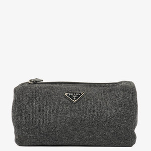 Prada Gray Wool Cosmetic Case