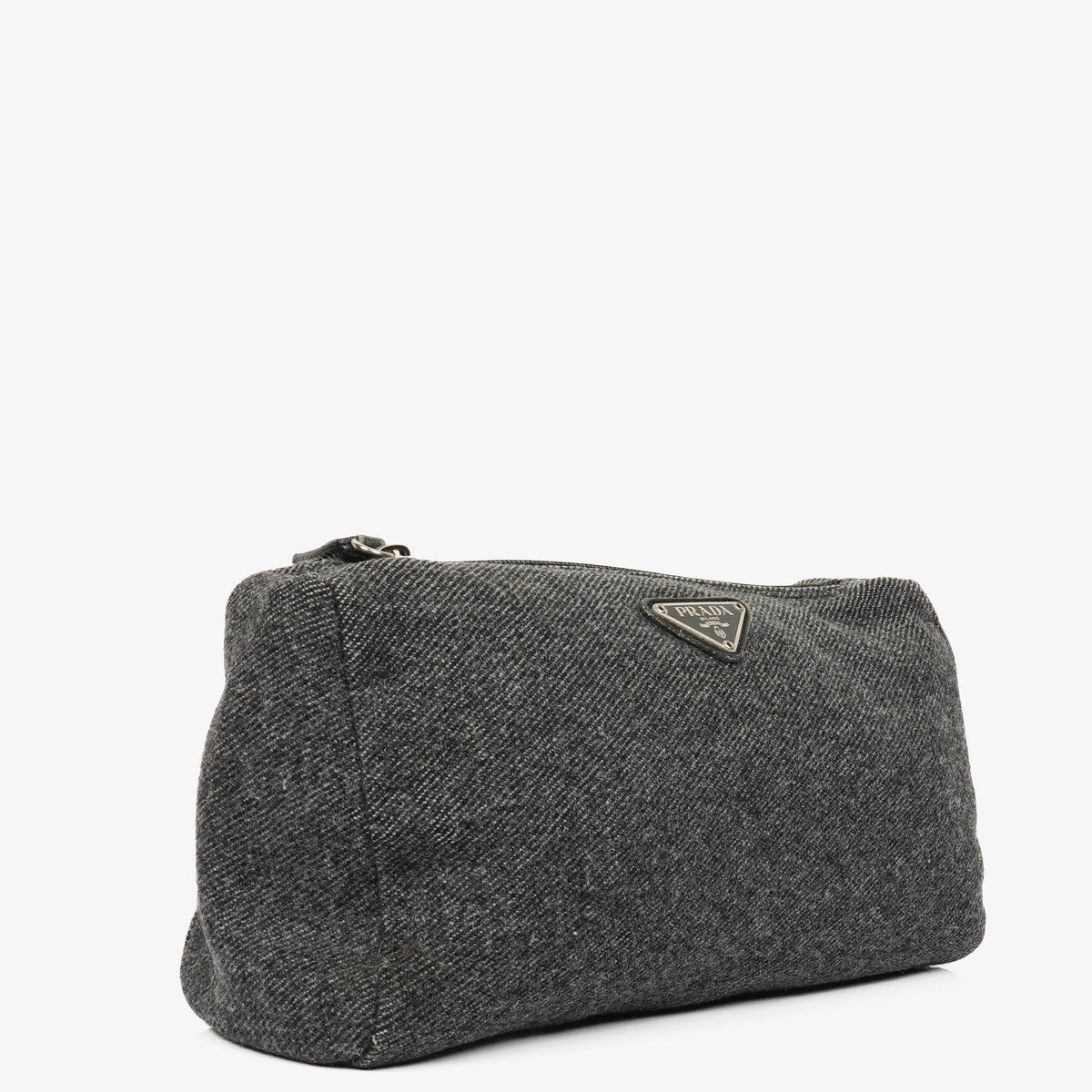 Prada Gray Wool Cosmetic Case