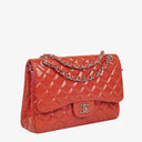 Chanel Jumbo Classic Double Flap Patent Quilted Leather With Silver-tone Hardware