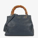 Gucci Bamboo Shopper Blue Leather Satchel Small Bag