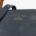Gucci Bamboo Shopper Blue Leather Satchel Small Bag