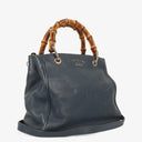 Gucci Bamboo Shopper Blue Leather Satchel Small Bag
