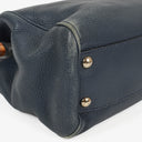 Gucci Bamboo Shopper Blue Leather Satchel Small Bag