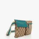 Gucci GG Beige/Turquoise Monogram Canvas Belt Bag