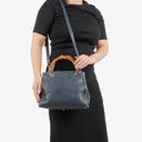 Gucci Bamboo Shopper Blue Leather Satchel Small Bag