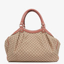Gucci Beige/Pink Diamante Canvas Sukey Shoulder Hobo Bag
