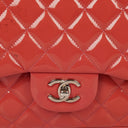 Chanel Jumbo Classic Double Flap Patent Quilted Leather With Silver-tone Hardware