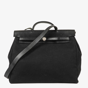 Hermes Herbag Noir Canvas Vache Hunter MM 2 In 1 Bag