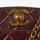 Chanel Burgundy Lambskin Quilted Turnlock Tote Bag