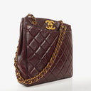 Chanel Burgundy Lambskin Quilted Turnlock Tote Bag