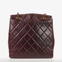 Chanel Burgundy Lambskin Quilted Turnlock Tote Bag