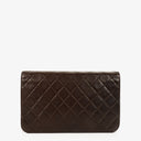 Sac à rabat complet classique Chanel en agneau matelassé marron avec ferrures plaquées or 24 carats
