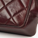 Chanel Burgundy Lambskin Quilted Turnlock Tote Bag