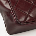 Chanel Burgundy Lambskin Quilted Turnlock Tote Bag