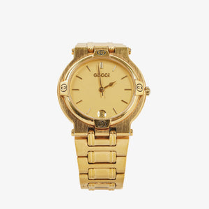 Gucci 9200M Round Gold-Tone Stainless Steel