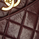 Chanel Burgundy Lambskin Quilted Turnlock Tote Bag