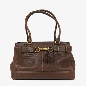 Coach Hampton Brown Pebled Leather Bag
