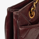 Chanel Burgundy Lambskin Quilted Turnlock Tote Bag