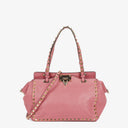Sac cabas trapèze petit Valentino Garavani Rockstud en cuir rose